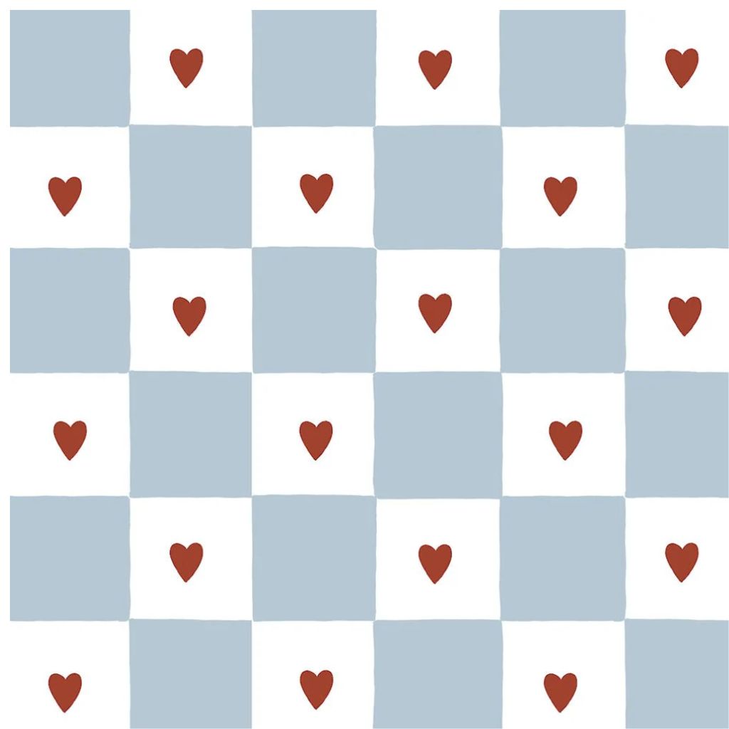 Papier Peint Vichy et Cœurs – Style Campagne Chic et Romantique