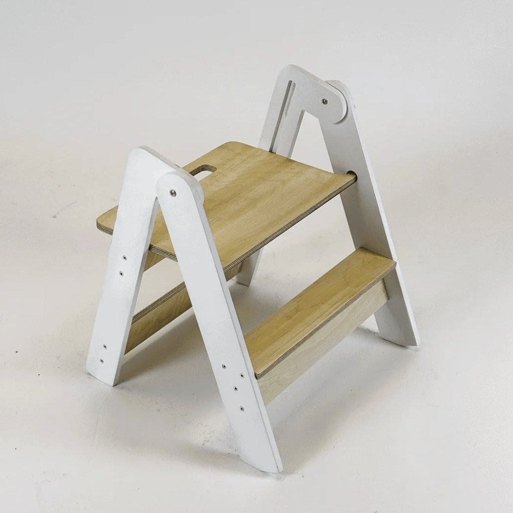 Petit Marchepied Enfant en Bois en White | Motricidade Tinitto – Fabrication européenne