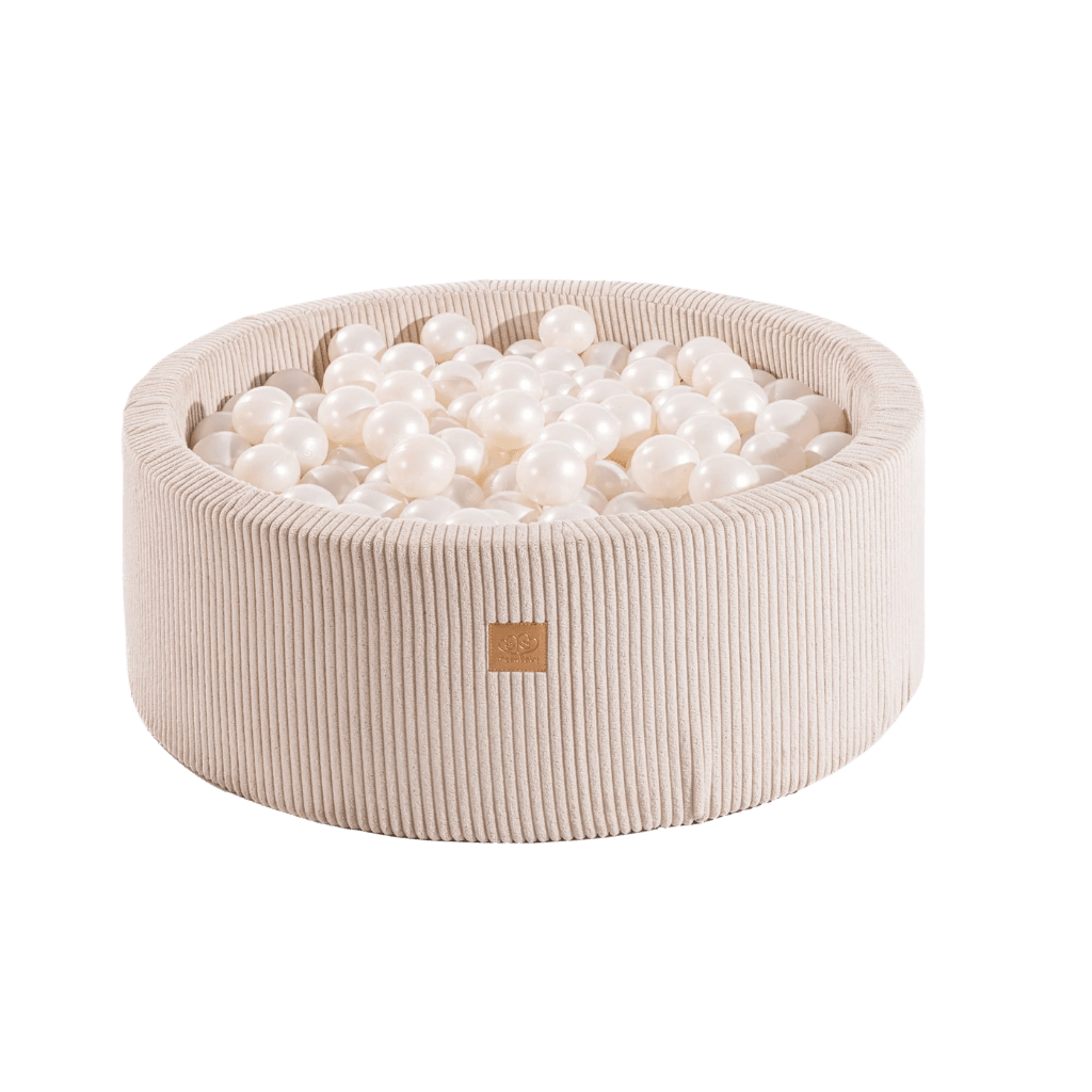 Piscine à balles ronde avec 200 balles White Pearl, 90 x 30 cm - Velvet Ecru en | Motricidade Tinitto – Fabrication européenne