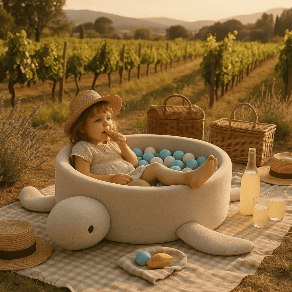 Piscine à Balles Tortue en Bouclé – Beige en | Motricidade Tinitto – Fabrication européenne