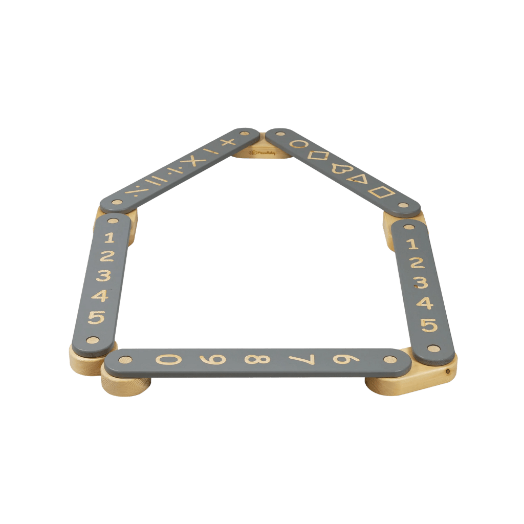 Tavola di equilibrio Montessori in legno - 5 elementi in grigio | Motricidade Tinitto – Prodotto in Europa