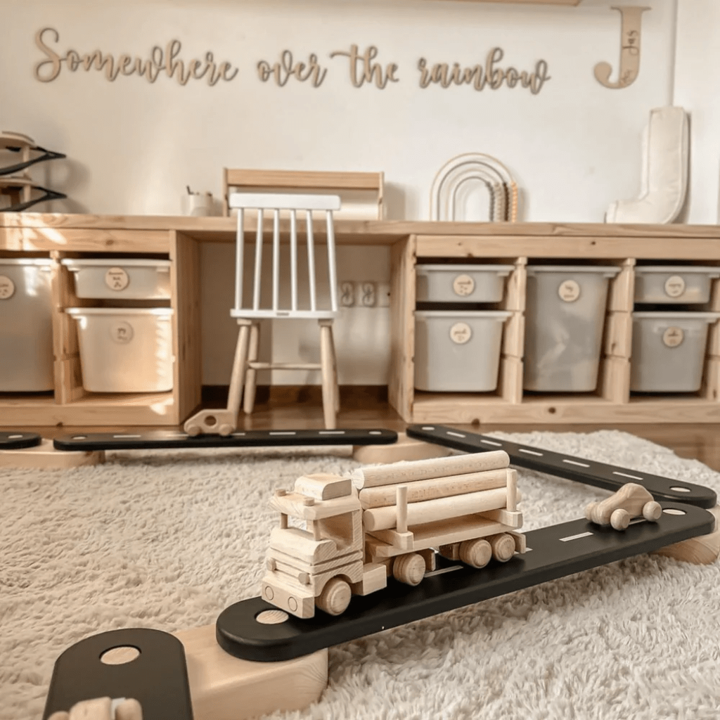 Tavola di equilibrio Montessori in legno - 5 elementi in bianco | Motricidade Tinitto – Prodotto in Europa