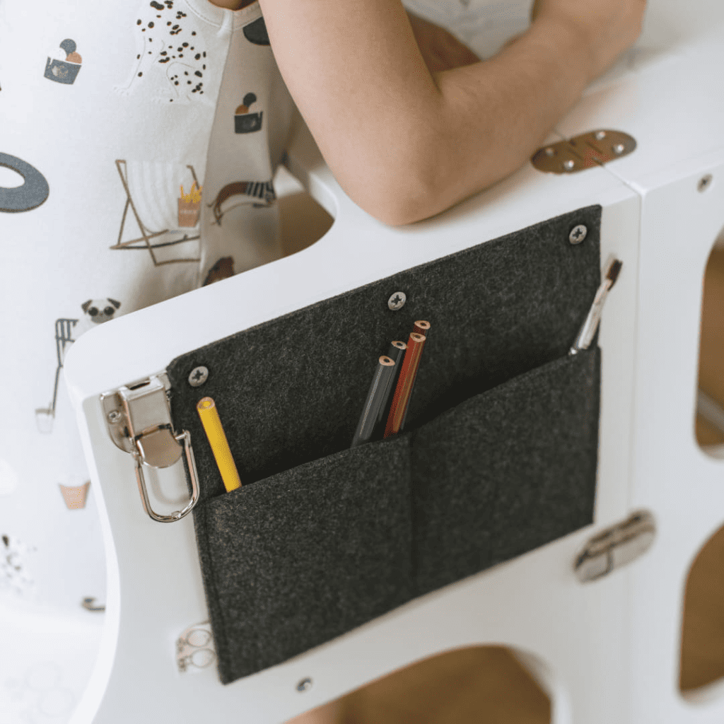 Pocketo – Pochette accessoires pour tour d’apprentissage STEP’n’SIT® en Black | Motricidade Tinitto – Fabrication européenne