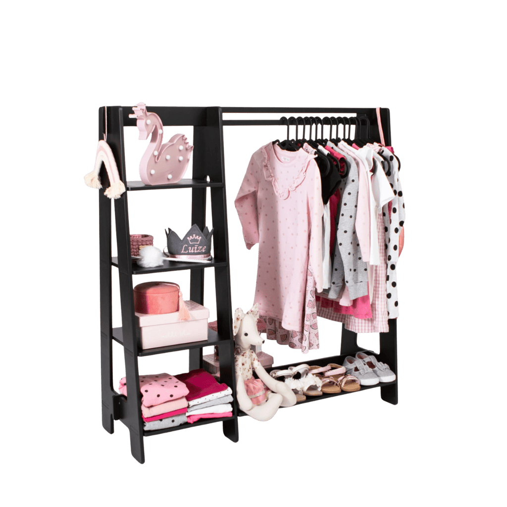 Portant à Vêtements avec Étagères pour Tout - Petits en black | Decoração Tinitto – Fabrication européenne