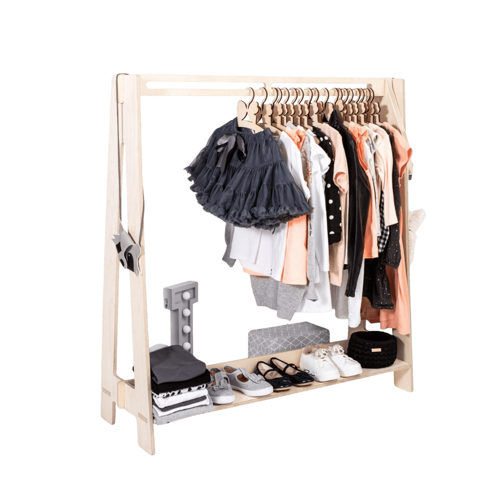 Porta abiti Montessori con grucce Versione 1 in bianco | Decoração Tinitto – Prodotto in Europa