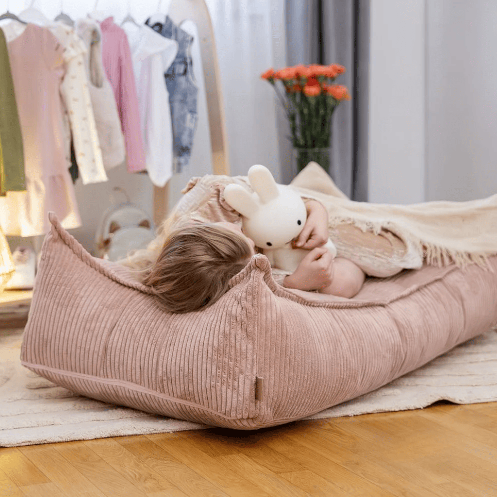 Rectangular Children's Pouf in Pink Corduroy | Decoração Tinitto – Made in Europe