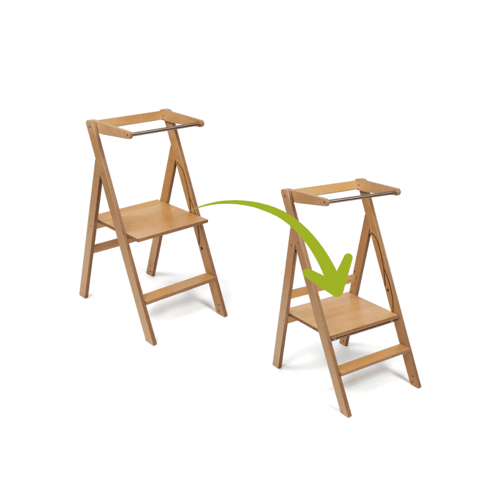 STEP'n'FOLD • Tour d´observation pliable à hauteur réglable en BurlyWood | Motricidade Tinitto – Fabrication européenne