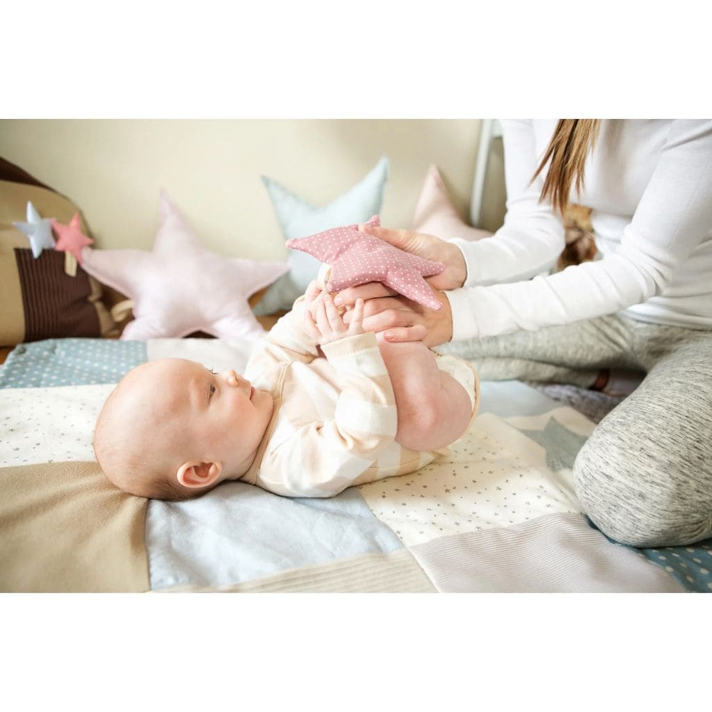 Tapis d’activités bébé en coton bio – Confort & Jeu 80x80 cm en SkyBlue | toys Tinitto – Fabrication européenne