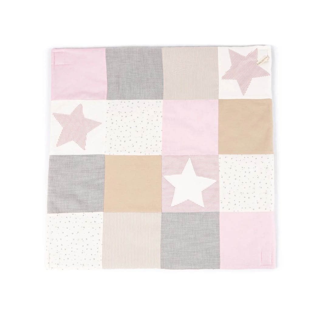 Tapis d’activités bébé en coton bio – Confort & Jeu 80x80 cm en SkyBlue | toys Tinitto – Fabrication européenne