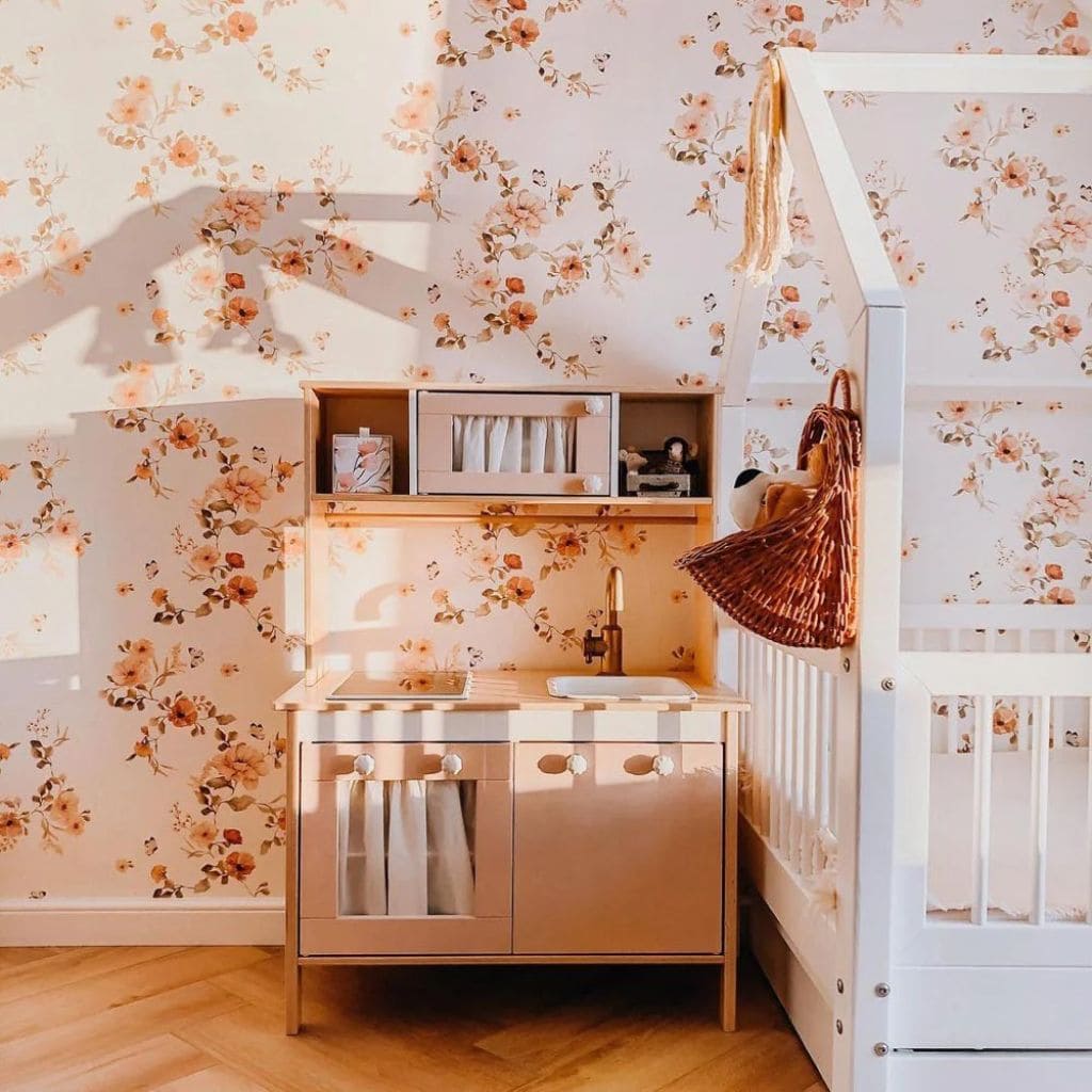 Papier Peint Floral Vintage – Déco Murale Enfant Élégante