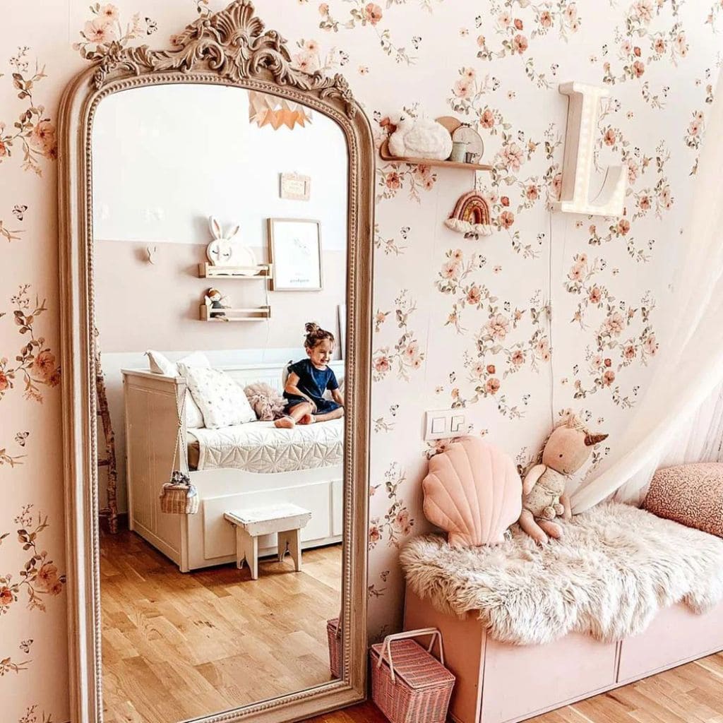 Papier Peint Floral Vintage – Déco Murale Enfant Élégante