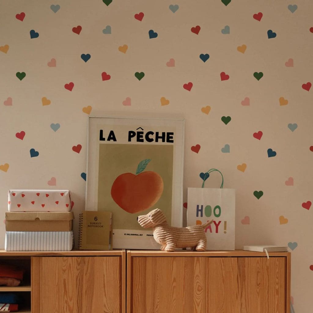 Papier Peint Cœurs Colorés