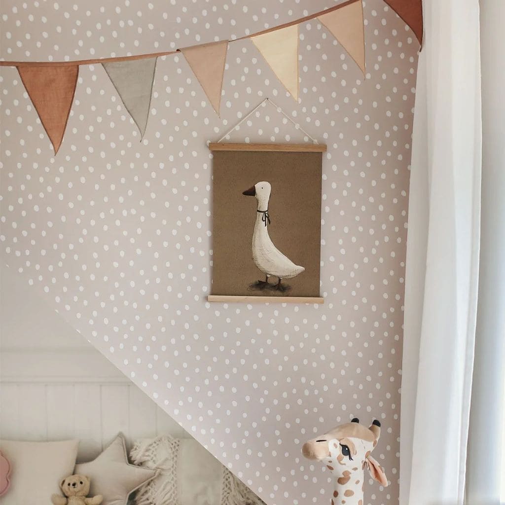 Papier Peint Pois Modernes – Rose et Blanc