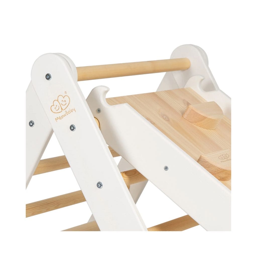 Échelle avec Toboggan & Mur d’Escalade – Blanc Montessori