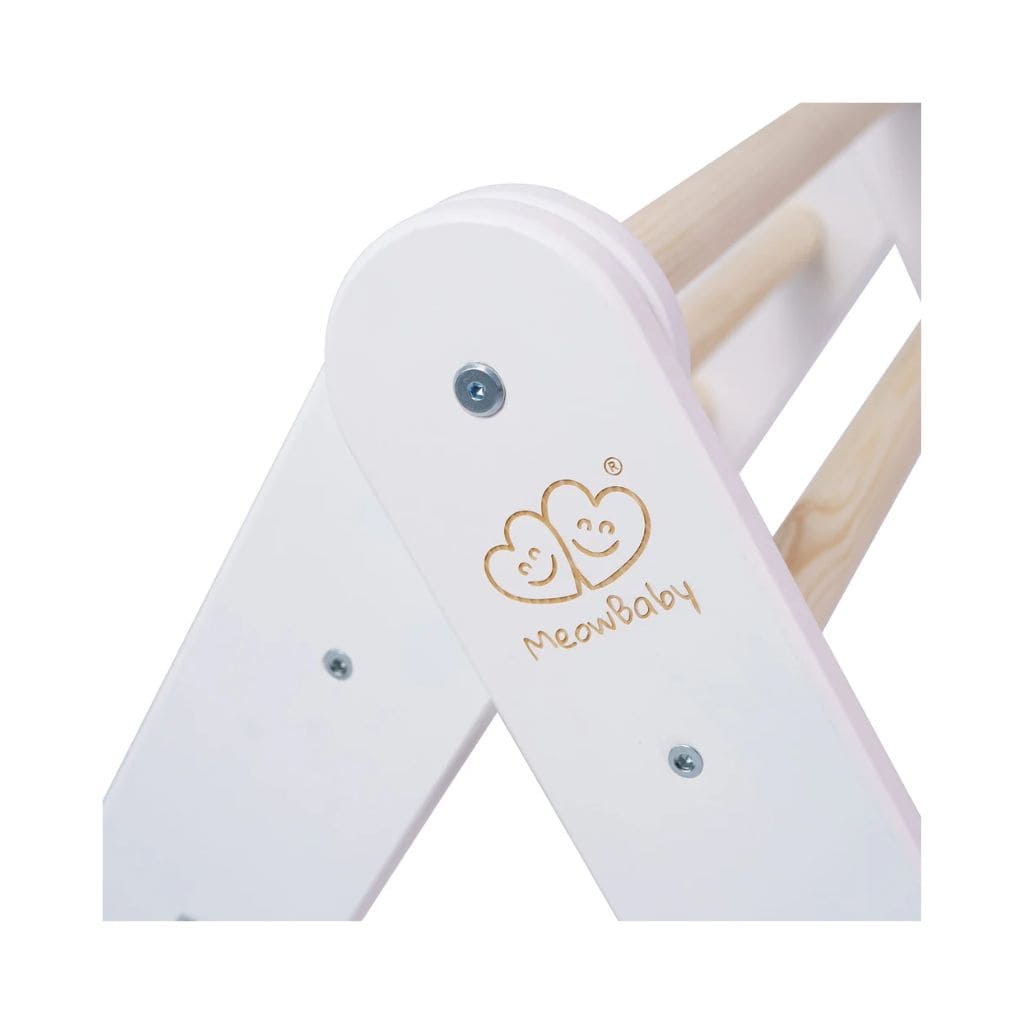 Échelle avec Toboggan & Mur d’Escalade – Blanc Montessori