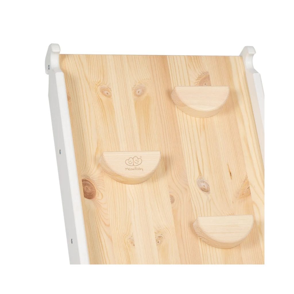 Échelle avec Toboggan & Mur d’Escalade – Blanc Montessori
