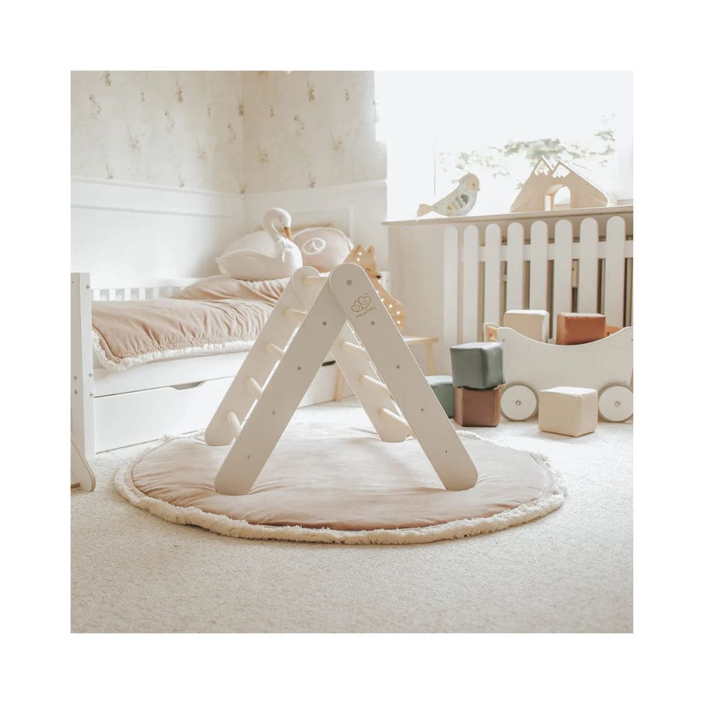 Échelle avec Toboggan & Mur d’Escalade – Blanc Montessori