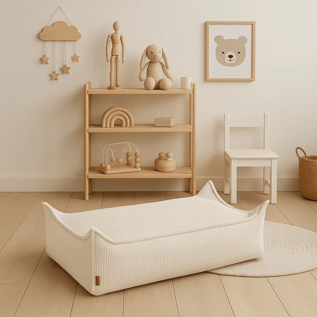 Pouf Enfant Rectangulaire en Velours Côtelé MeowBaby®- Brick