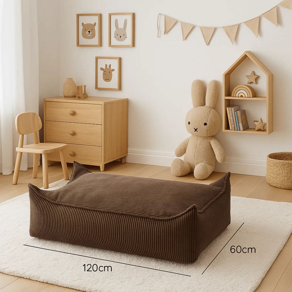 Pouf Enfant Rectangulaire en Velours Côtelé MeowBaby®- Brick