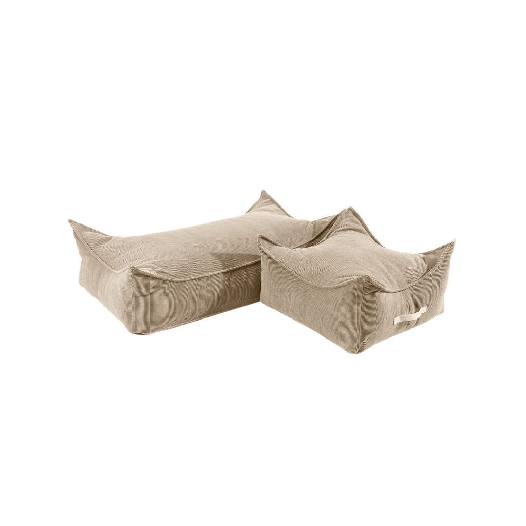 Pouf Enfant Carré en Velours Côtelé MeowBaby® - Sand