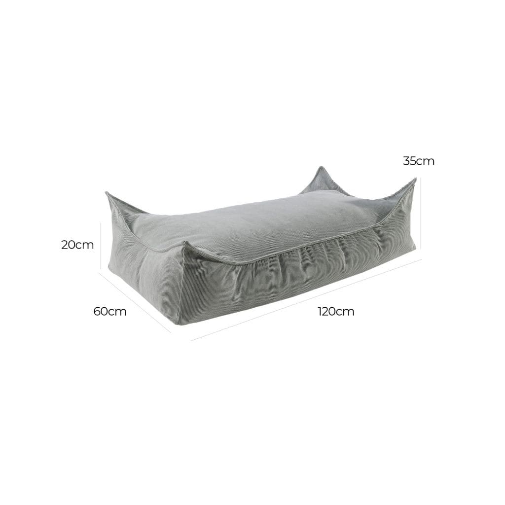 Pouf Enfant Rectangulaire en Velours Côtelé MeowBaby® - Gris