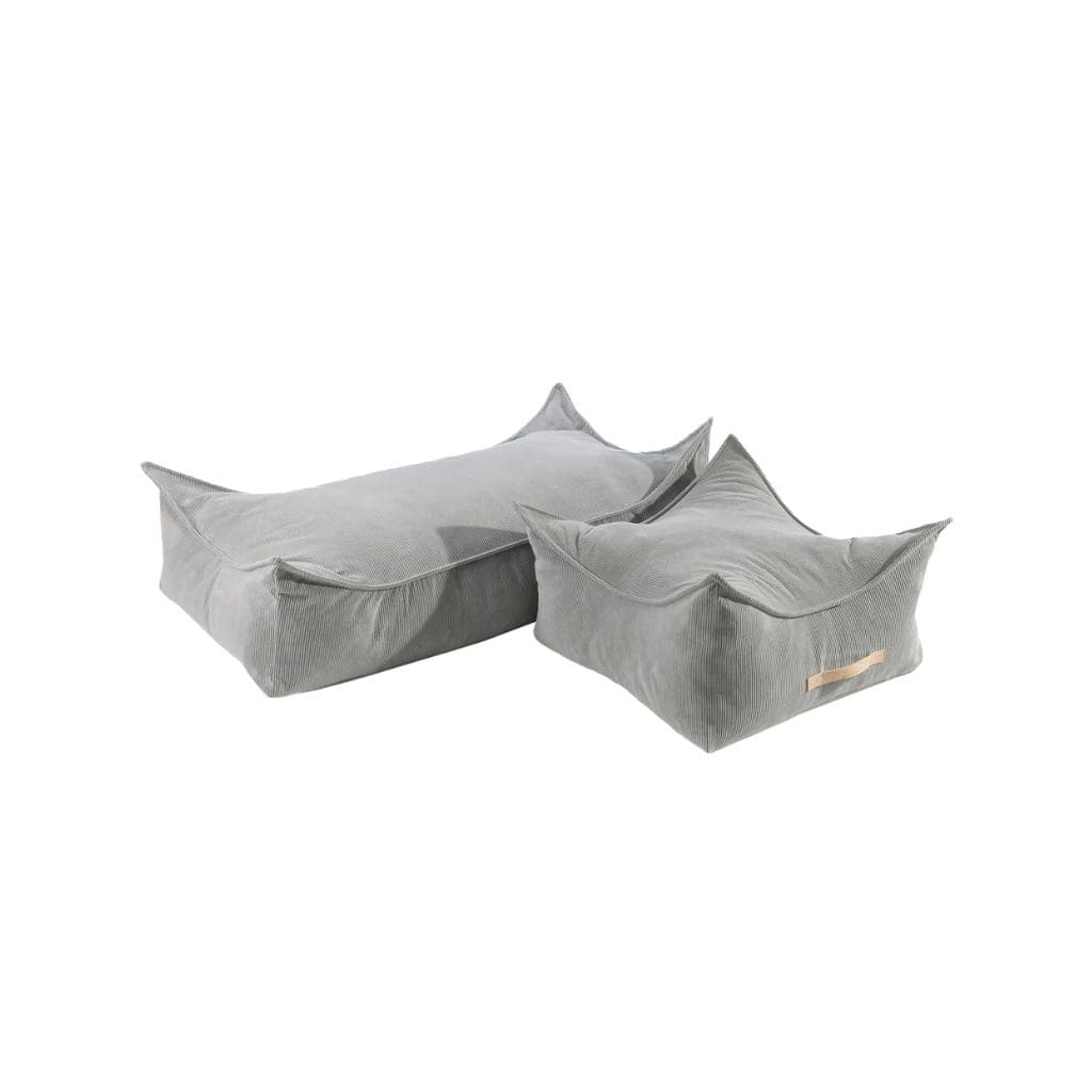 Pouf Enfant Rectangulaire en Velours Côtelé MeowBaby® - Gris