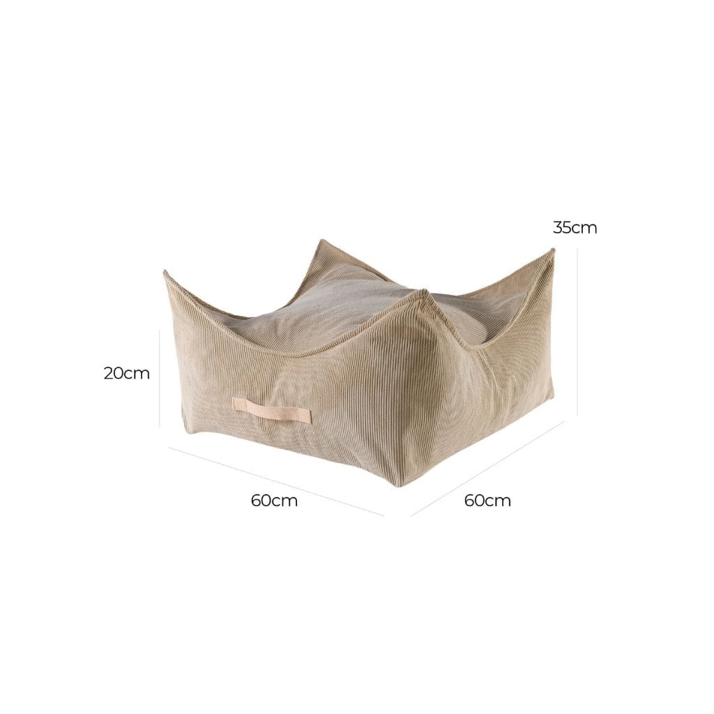 Pouf Enfant Carré en Velours Côtelé MeowBaby® - Sand