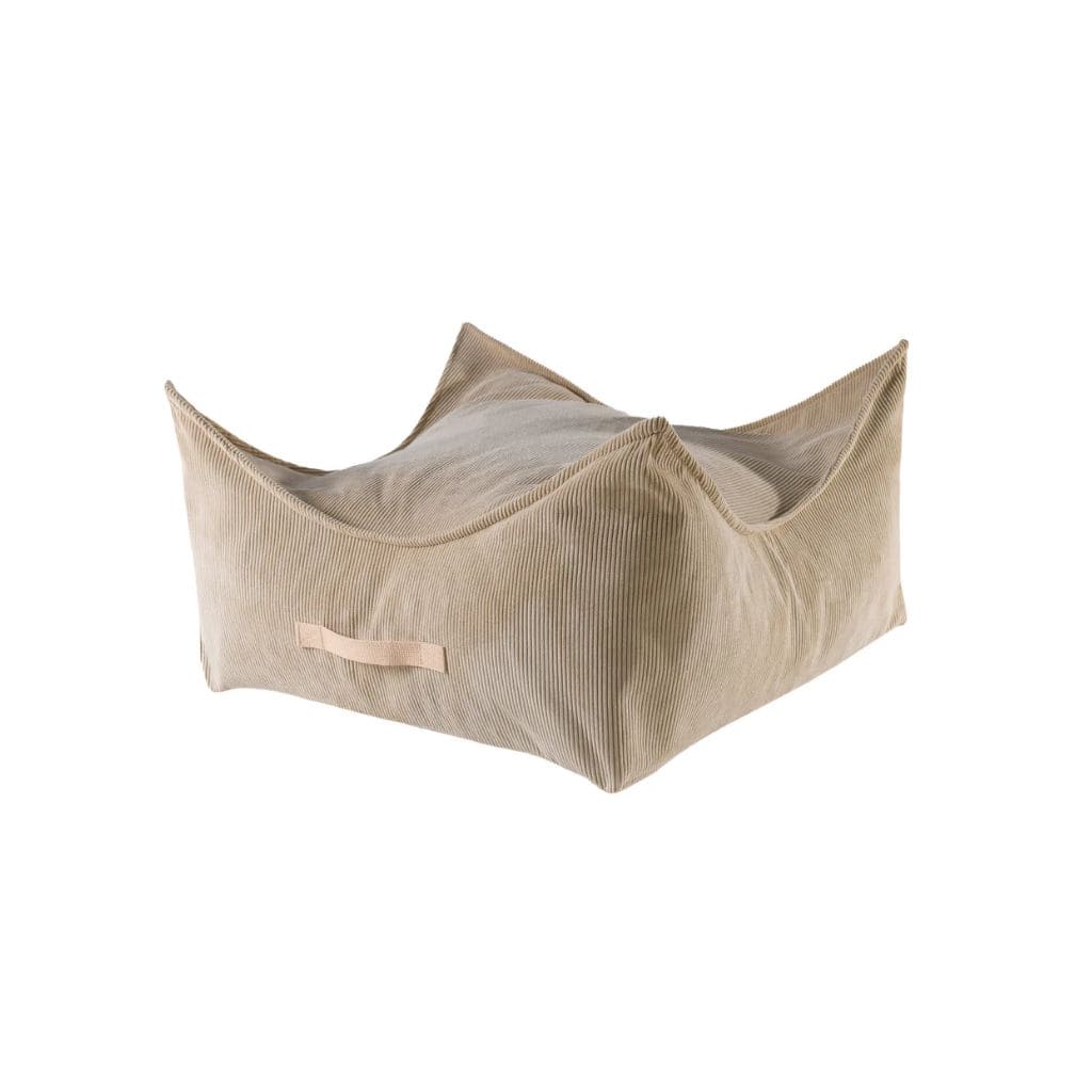 Pouf Enfant Carré en Velours Côtelé MeowBaby® - Sand