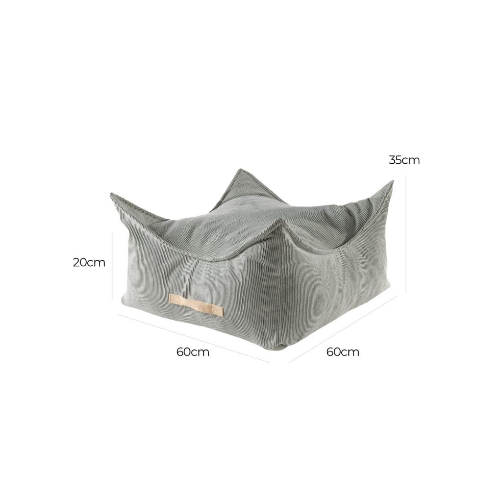 Pouf Enfant Carré en Velours Côtelé MeowBaby® - Gris