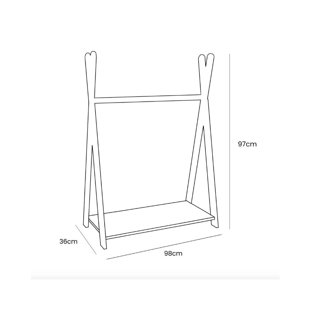 Porte-Vêtements Tipi Enfant en Bois Naturel XL