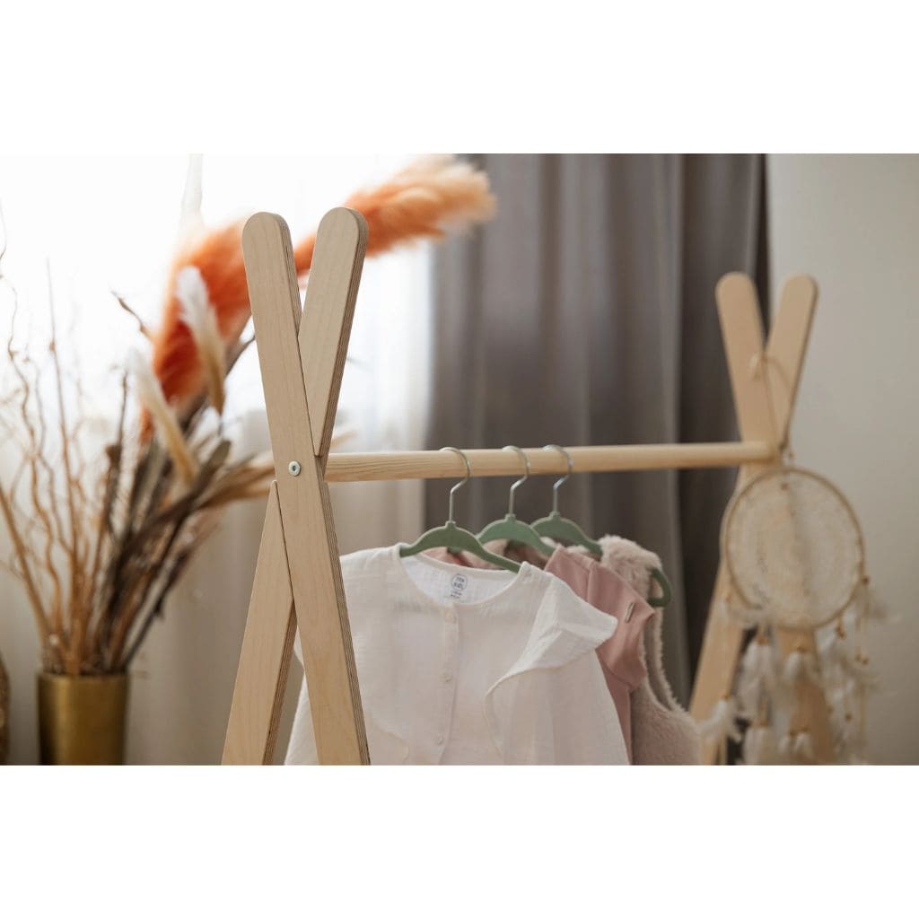 Porte-Vêtements Tipi Enfant en Bois Naturel XL