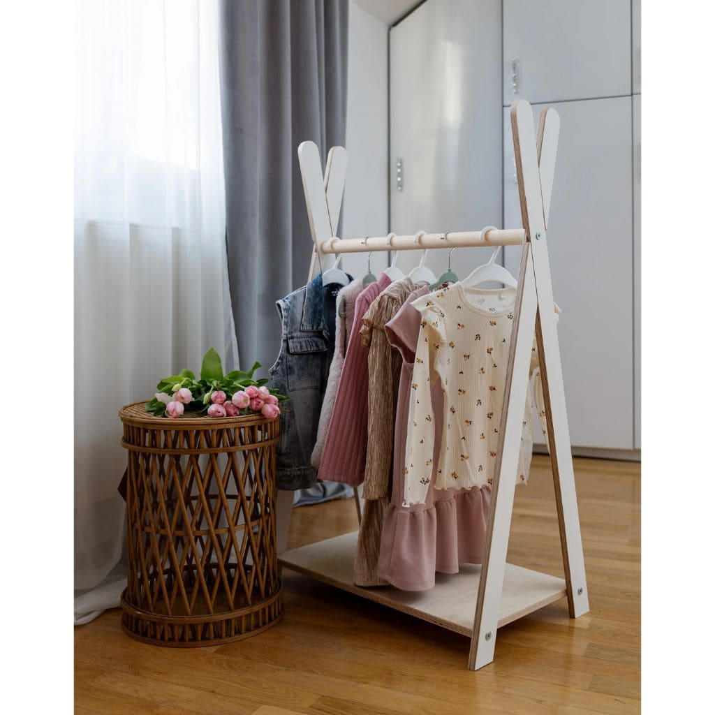 Porte-Vêtements Tipi Enfant en Blanc