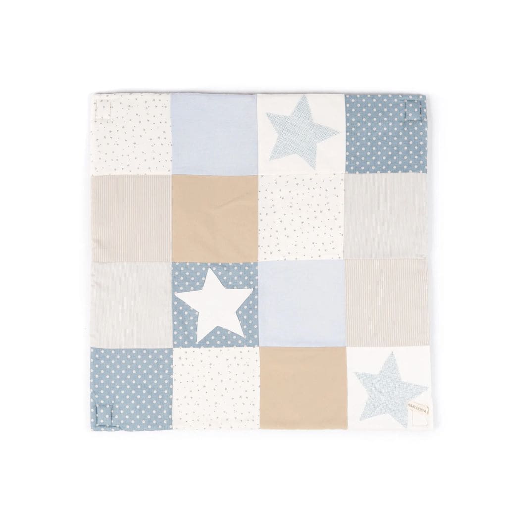 Tapis d’activités bébé en coton bio – Confort & Jeu 80x80 cm - Bleu