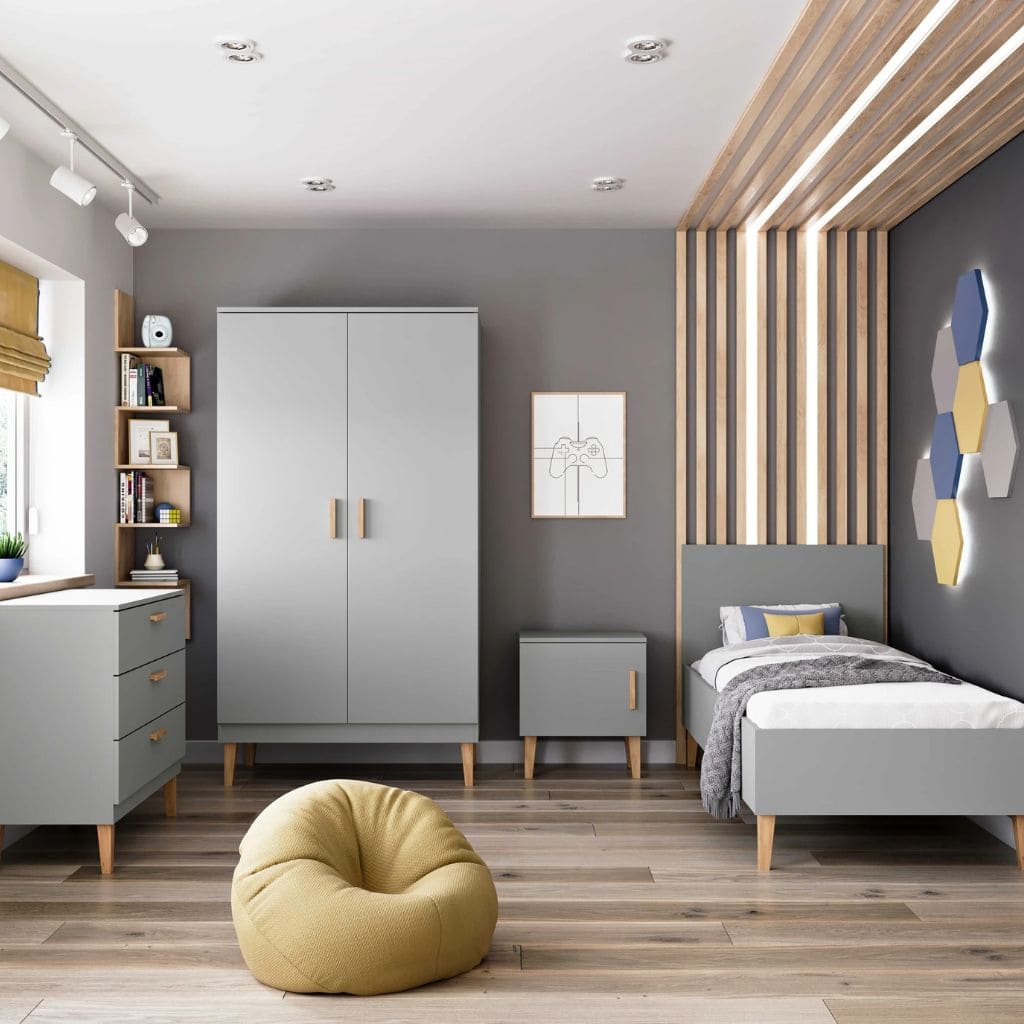 Lit Enfant Kubi – Design Épuré et Sécurité - Gris
