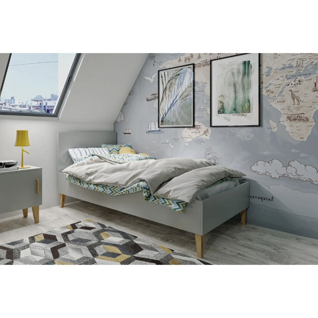 Lit Enfant Kubi – Design Épuré et Sécurité - Gris