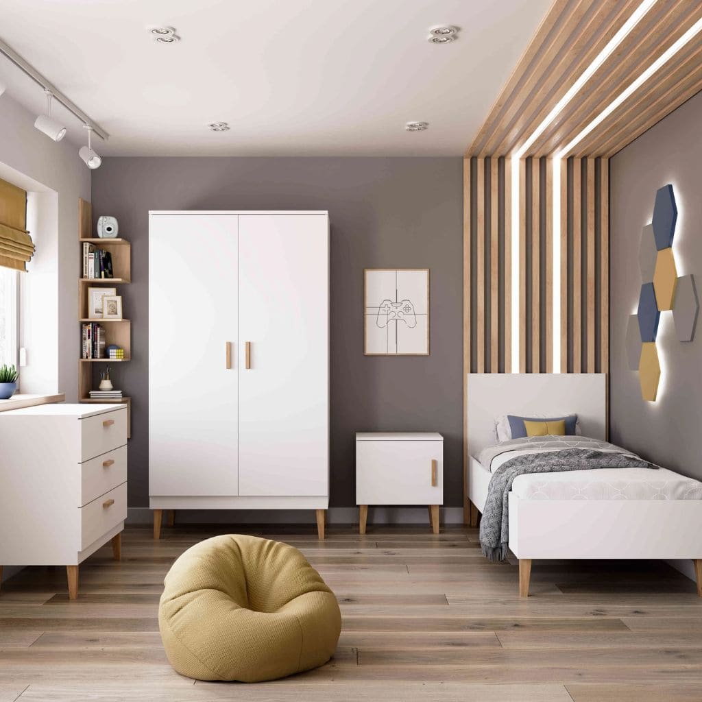 Lit Enfant Kubi – Design Épuré et Sécurité - Blanc