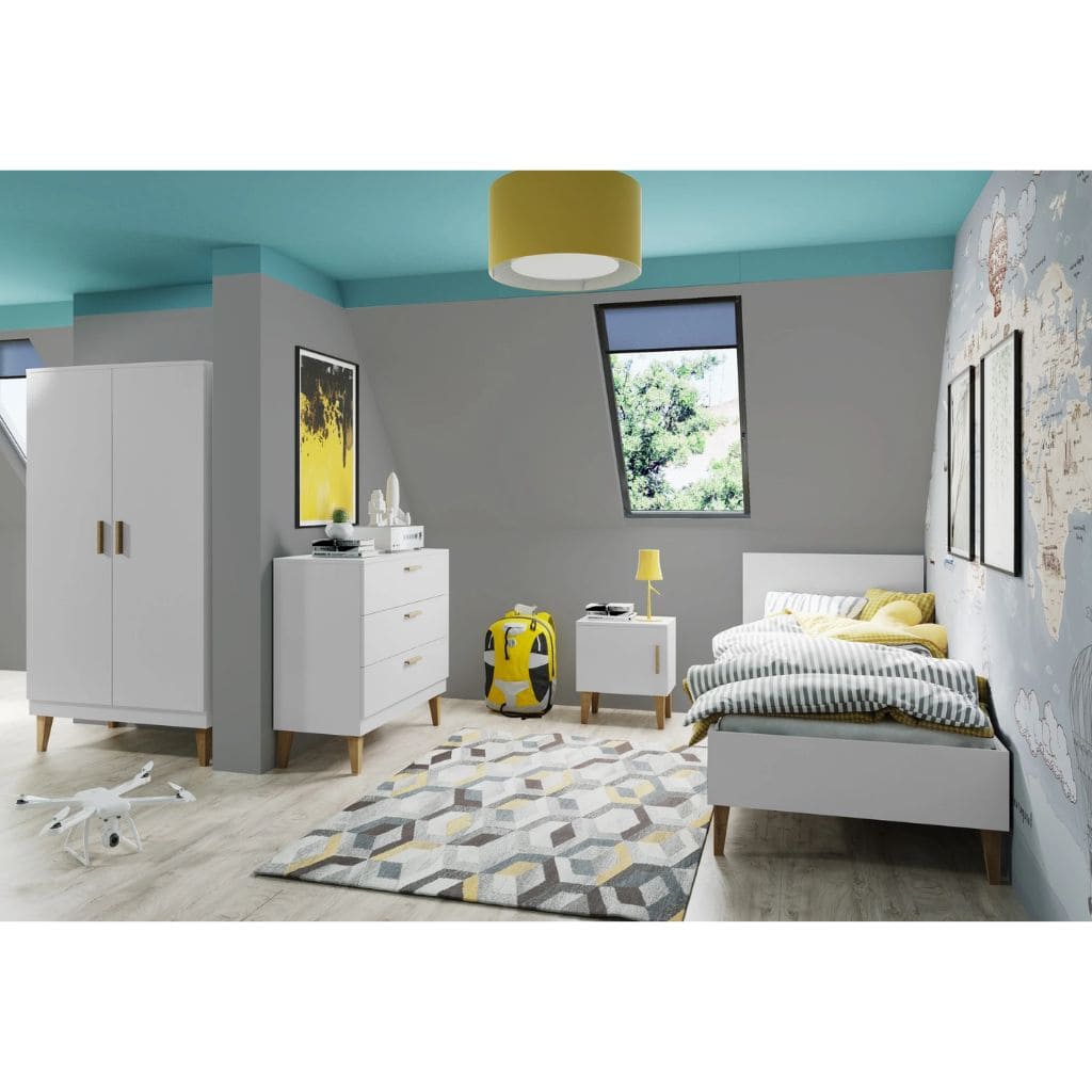 Lit Enfant Kubi – Design Épuré et Sécurité - Blanc