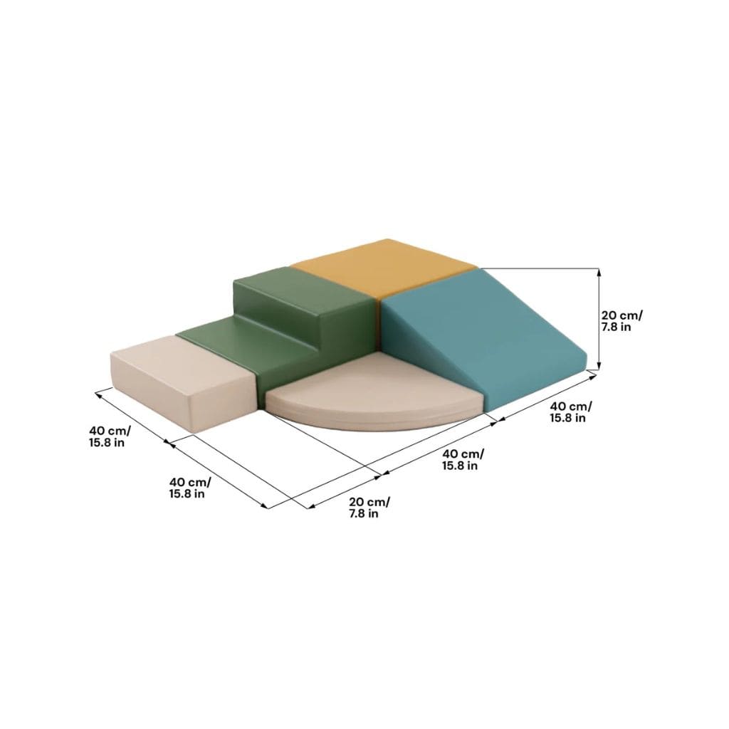 Ensemble de 5 blocs de Mousse Soft Play  - Coin Grimpeur Pastel Turquoise