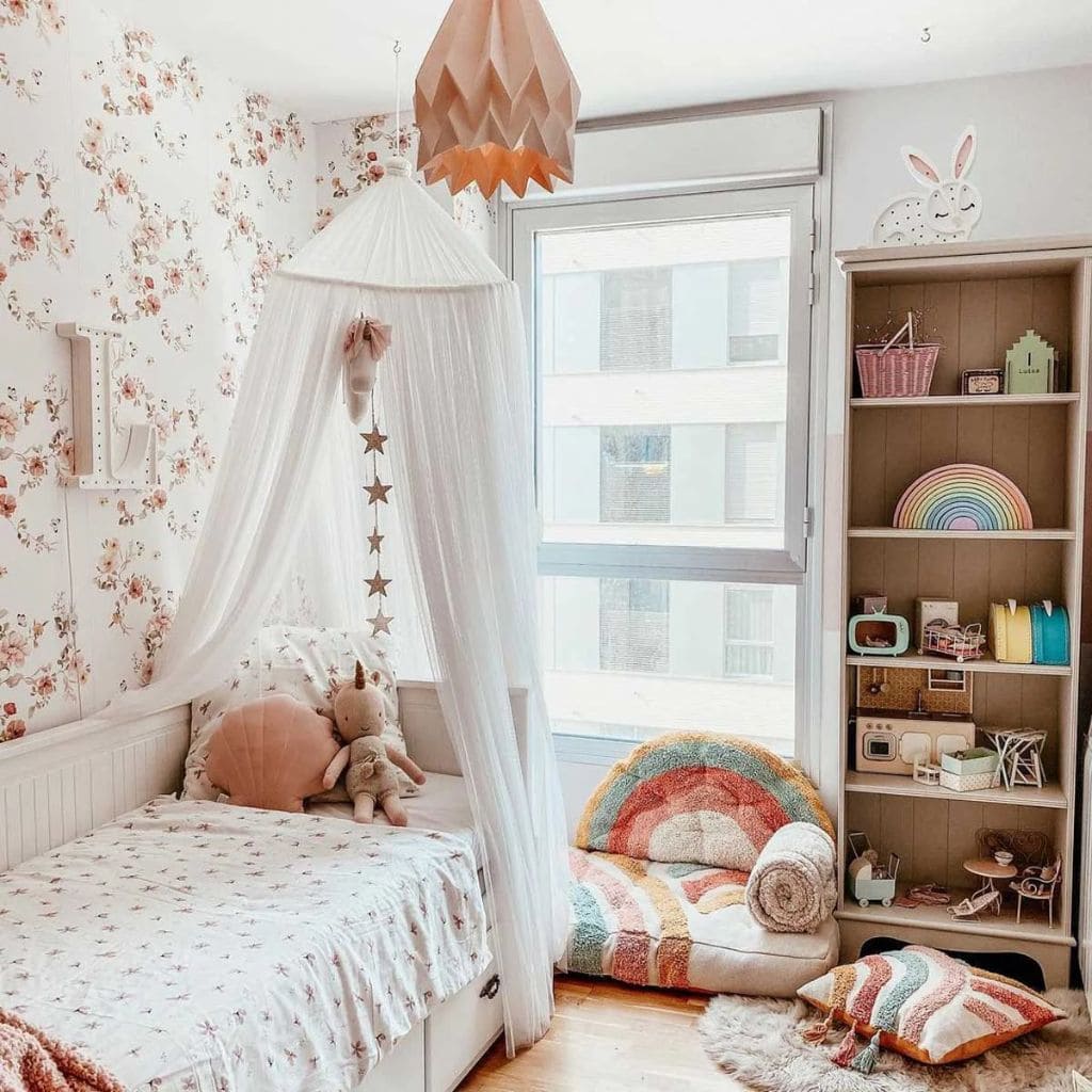 Papier Peint Floral Vintage – Déco Murale Enfant Élégante