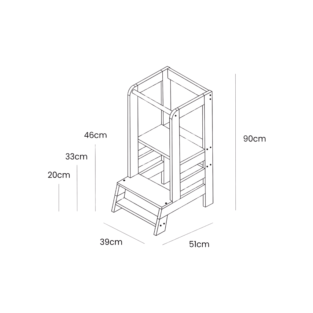 Tour Aide de cuisine pour enfants en Black | Motricidade Tinitto – Fabrication européenne