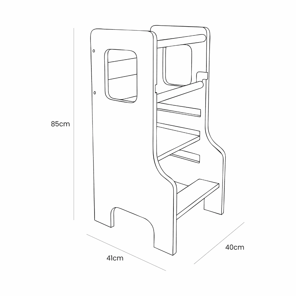 Tour d'Apprentissage Enfant en MDF - Sécurisée & Éducative pour la Cuisine en | Motricidade Tinitto – Fabrication européenne