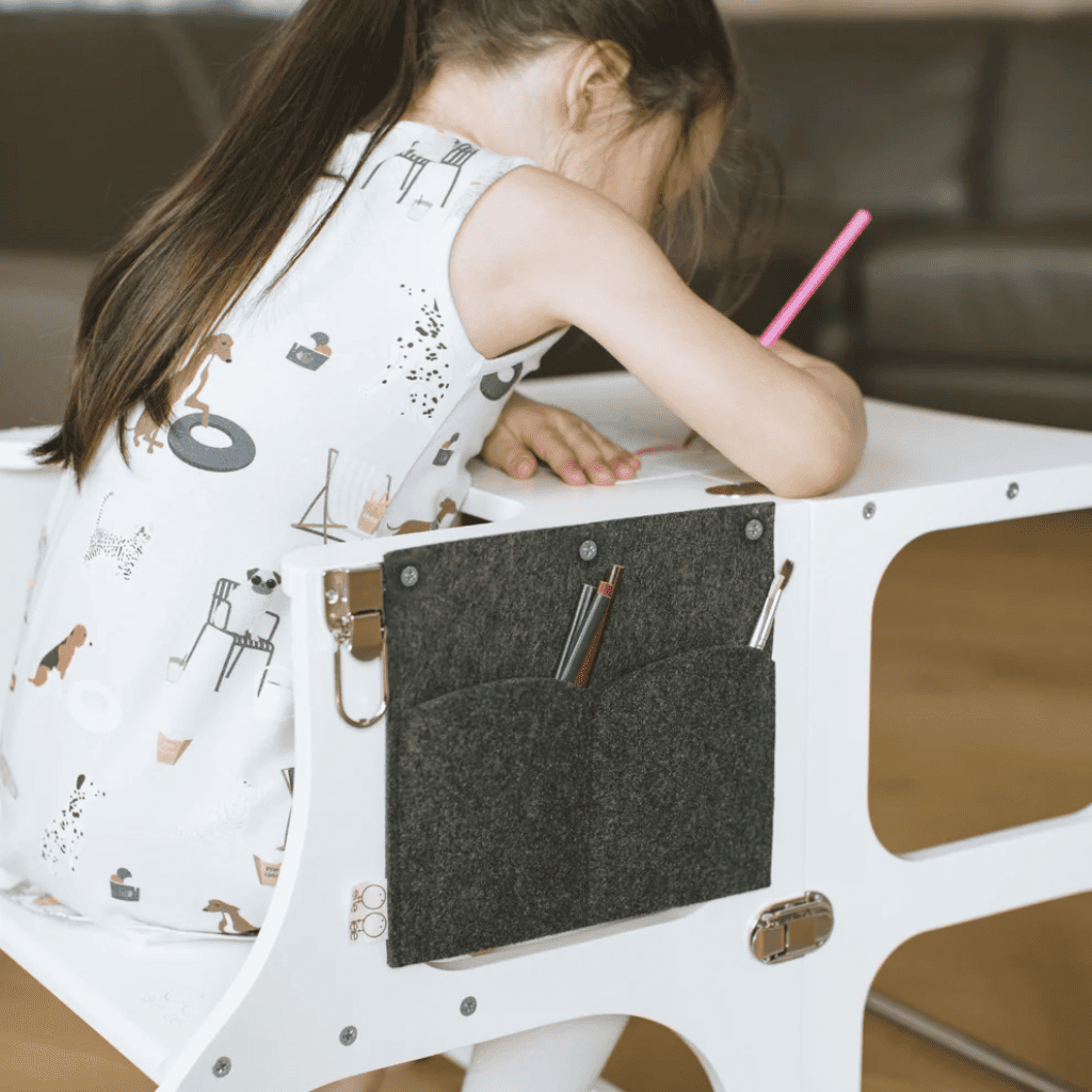 Tour d’Apprentissage Évolutive 2 - en - 1 STEP’n’SIT® en BurlyWood | Motricidade Tinitto – Fabrication européenne