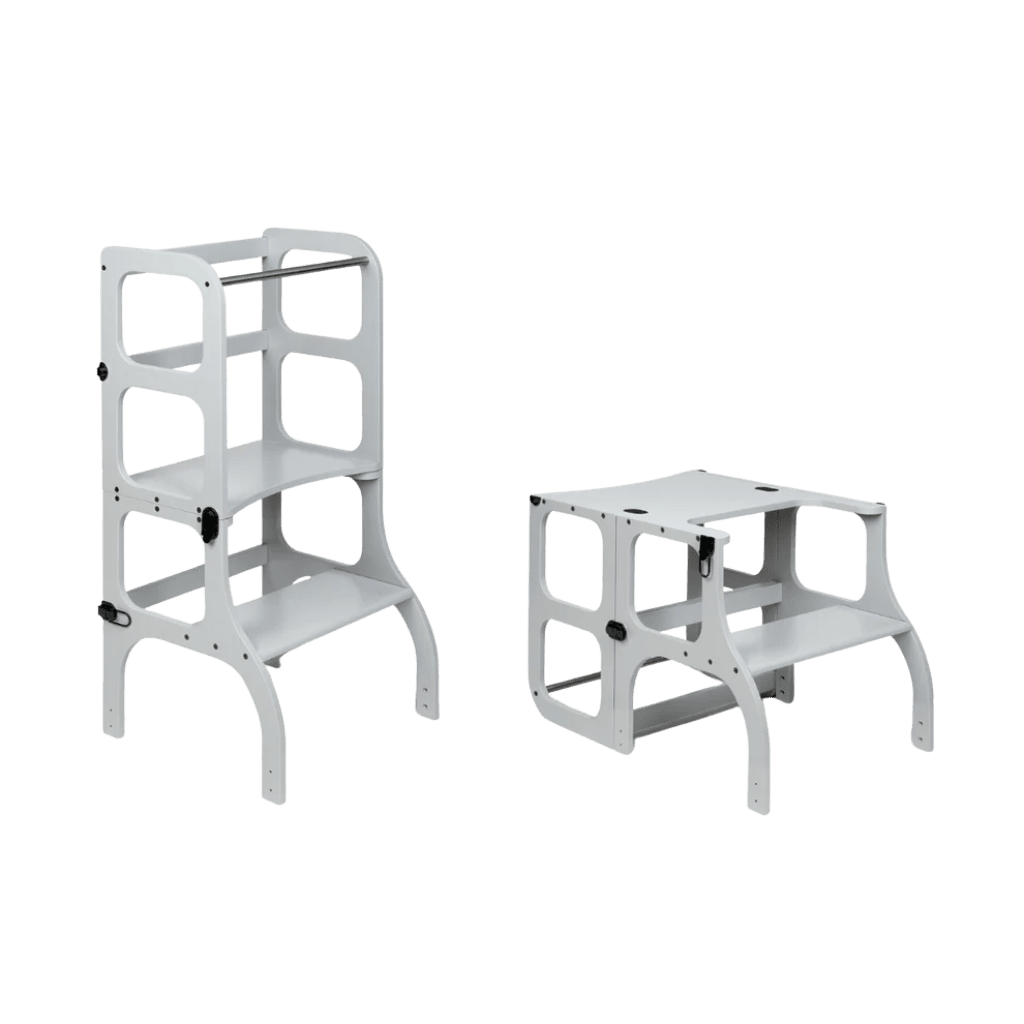 Tour d’Apprentissage Évolutive 2 - en - 1 STEP’n’SIT® en DarkGray | Motricidade Tinitto – Fabrication européenne