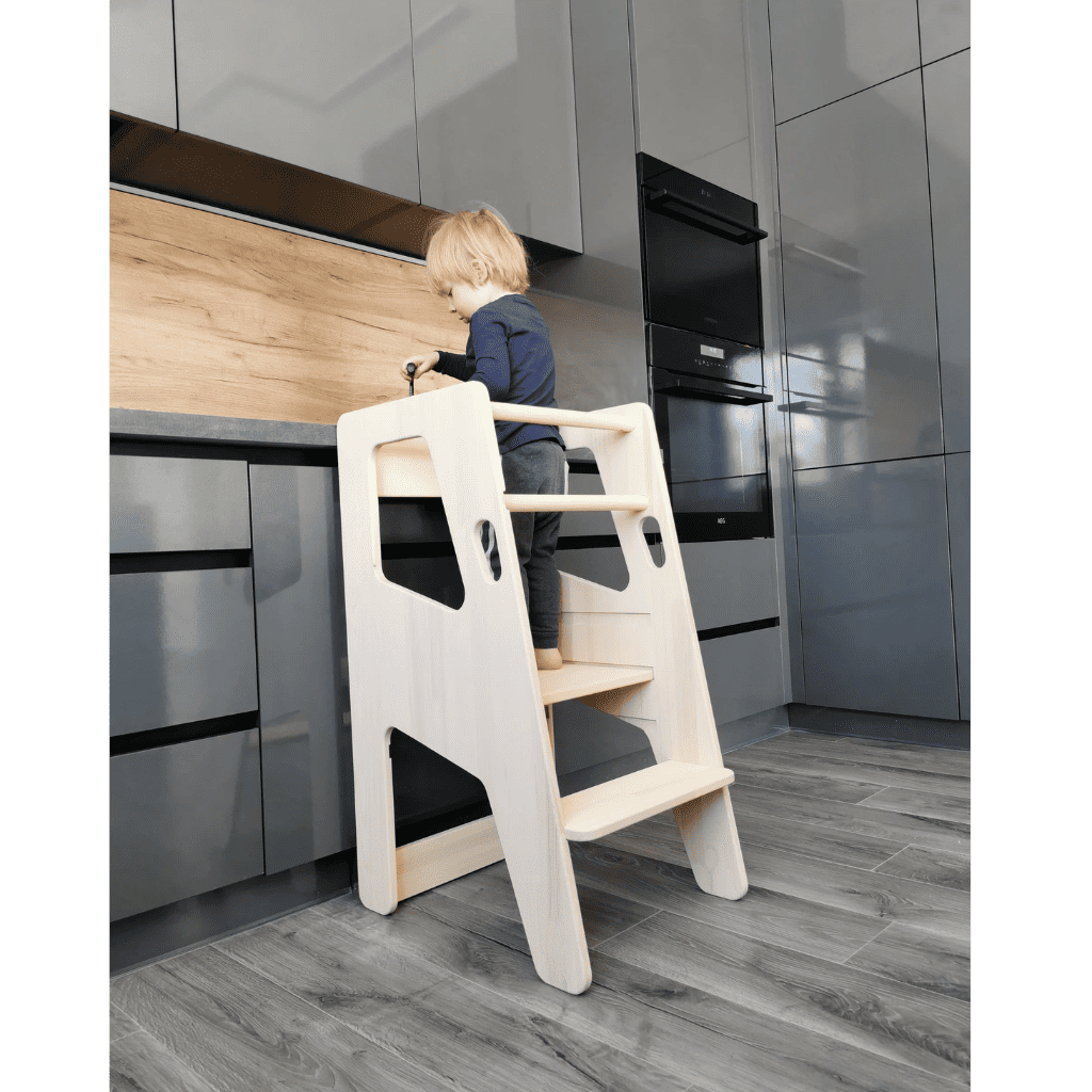 Torre de aprendizaje Montessori Safety+ en Sin / Acabado DIY | Motricidad Tinitto – Fabricación europea