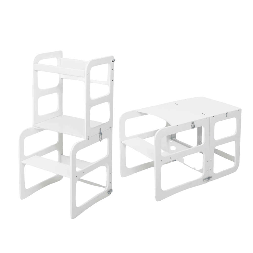 Torre de cozinha 2 em 1 / Mesa e cadeira em Lacquered | Motricidade Tinitto – Fabricação europeia