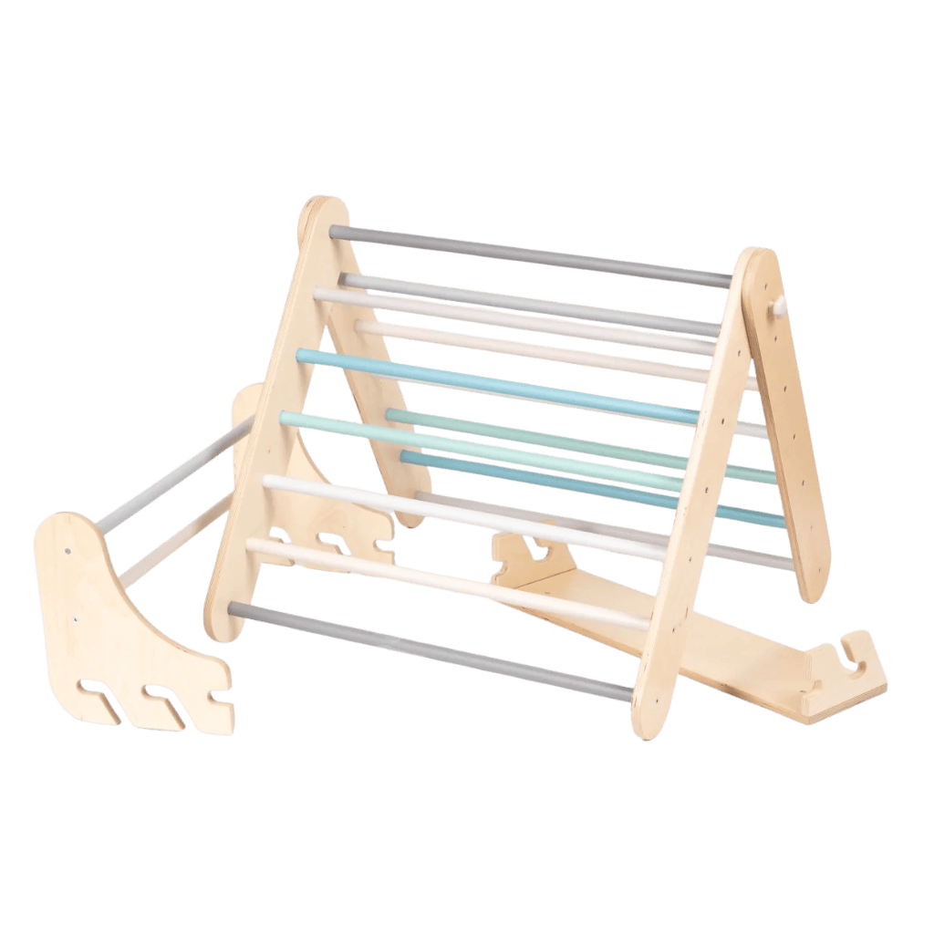 Triangle d'Escalade Pikler avec Mur Suédois en Pastel | Motricidade Tinitto – Fabrication européenne