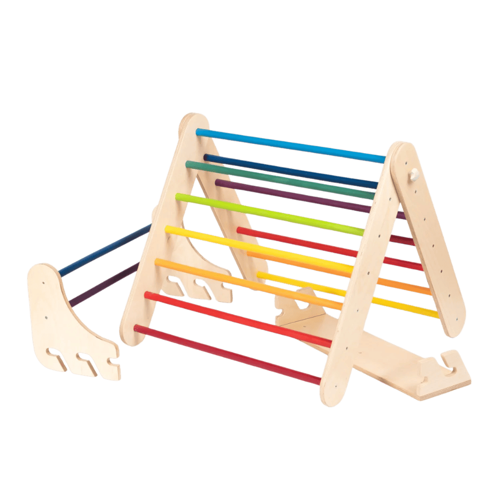 Triangle d'Escalade Pikler avec Mur Suédois en Rainbow | Motricidade Tinitto – Fabrication européenne