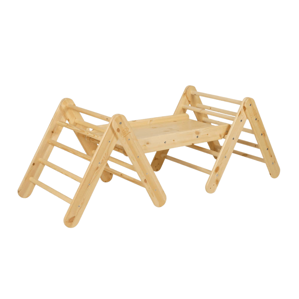 Triángulo de escalada Pikler con tobogán y estructura de escalada - Madera natural en | Motricidade Tinitto - Fabricación europea