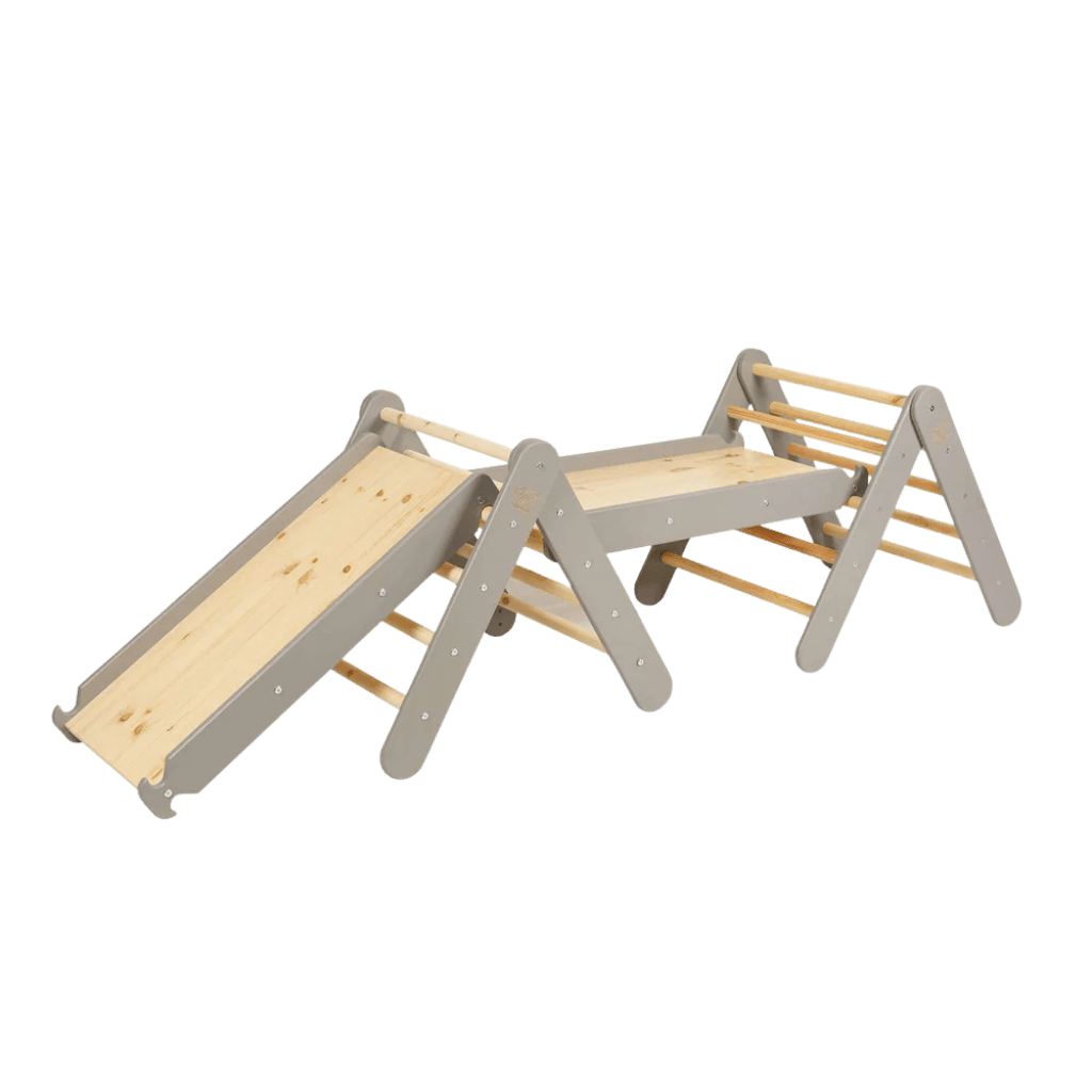 Triangle d'Escalade Pikler avec Toboggan et Structure d'Escalade - Grey en | Motricidade Tinitto – Fabrication européenne