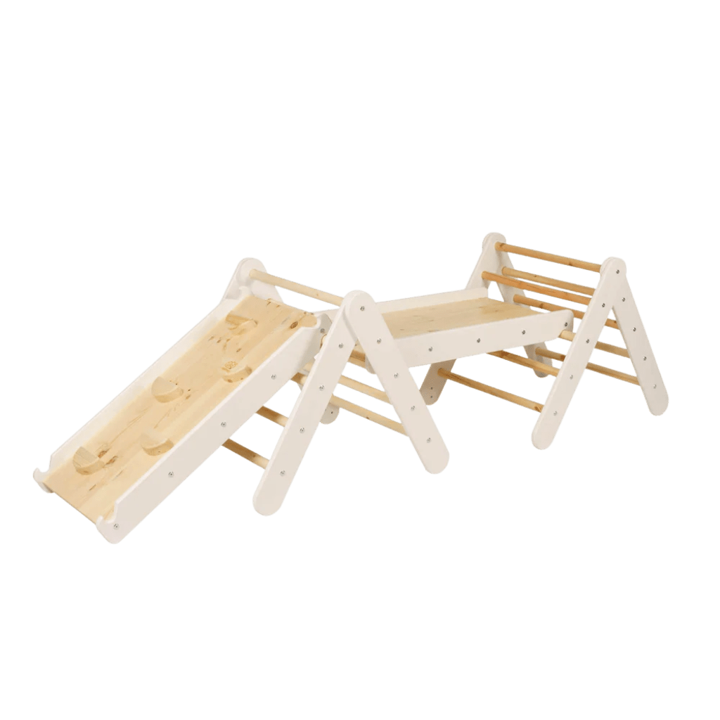 Triangle d'Escalade Pikler avec Toboggan et Structure d'Escalade - White en | Motricidade Tinitto – Fabrication européenne